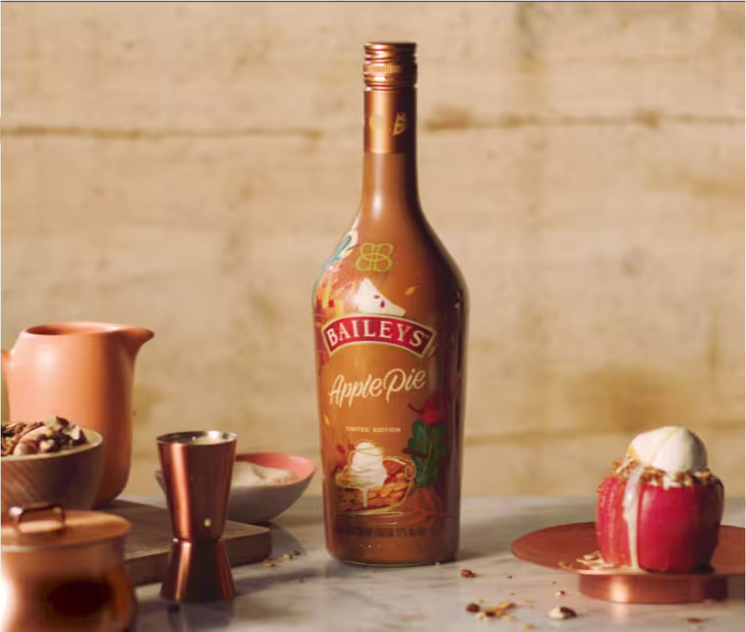 a baileys apple pie bottle on the table